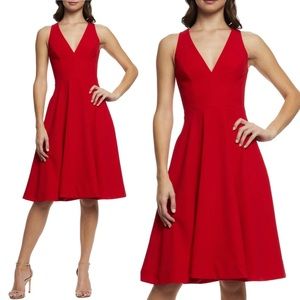 Dress The  population Catalina Fit And Flare
Crepe Dress red rouge size large l